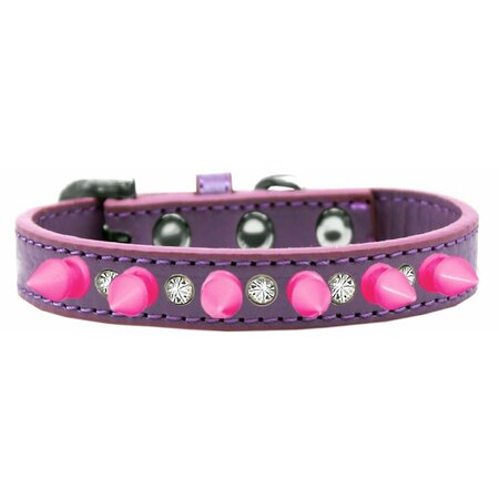 MIRAGE PET PRODUCTS Crystal & Bright Pink Spikes Dog CollarLavender Size 10 625-BPK LV10